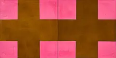 Words and Sounds by Stephen Bambury, rust and acrylic on aluminium, diptych, sold Dec 2016