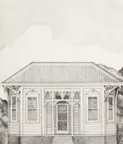 Robin White, Old House in Cromwell Street, Mt Eden, Auckland, graphite on paper