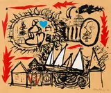 Pat Hanly, Fire Series: Awake Aotearoa, screenprint, 4/4