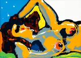 Pat Hanly, Yellow Model, enamel and oil on board