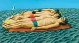 Michael Smither, Boys On The Beach, oil and enamel on board