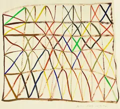 Untitled – Grid by Allen Maddox, acrylic on paper, sold Nov 2016