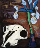 Still Life with Sheep’s Skull and Iris by Dick Frizzell, oil and enamel on board, offered Nov 2016