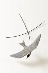 Bing Dawe, Diverting Defending, painted and carved rimu and steel, 2005