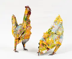 Jeffrey Thomson, Two Chickens, screenprinted corrugated iron, two parts, 2006
