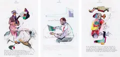 Mark Braunias, Untitled – Typed Drawings, mixed media on paper, three parts