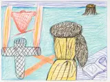 Gavin Chilcott, The Awakening Conscience?, wax pencil on paper, 1987