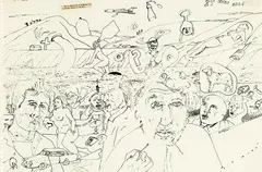 It All Ends by Jeffrey Harris, ink on paper with collage, 1974, offered Nov 2016
