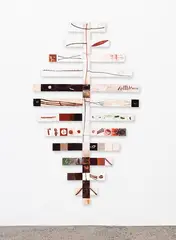 Rib by Shane Cotton, oil and encaustic on plywood, two parts, offered Oct 2016