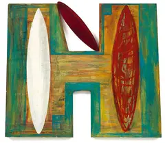 Untitled by James Ross, oil on shaped wooden panels, offered Oct 2016