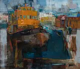 Paul Olds, Wharfside, Wellington, oil on canvas
