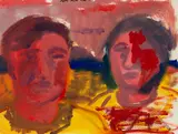 Jeffrey Harris, Two figures in landscape I, gouache on paper