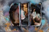Moody Blues by Patti and Sarah Meads, mixed media, c. 1997, sold Oct 2016