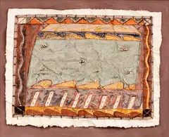 Mark Lander, Harbour, clay pigments on handmade flax paper