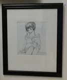 Untitled – Young Girl in Duffel Coat by Ai Kato – Japanese Manga Artist, graphite on paper, offered Oct 2016