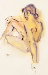 Doris Lusk, Untitled Nude, watercolour and gouache on paper