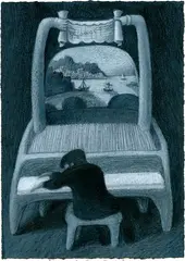 Graham Percy, Pianist at a grand, grand piano, graphite and pastel on black paper