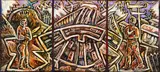 Nigel Brown, Untitled, mixed media on paper collage, triptych