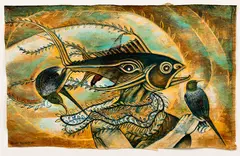 Michel Tuffery, Tangaroa Tui Lua, acrylic on tapa cloth