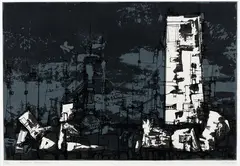 Moonlit Structure by Ted Dutch, lithograph, 42/50, offered Oct 2016