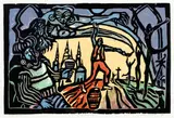 Nigel Brown, Aladdin’s Aotearoa, colour woodcut, 14/101
