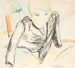 Ivan (In Tent) by Toss Woollaston, pastel on paper, sold Sep 2016