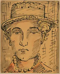 The Straw Hat by T. A. McCormack, watercolour and ink and wash on paper, sold Sep 2016