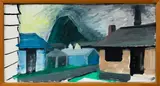 Michael Smither, Taranaki Sheds, gouache on paper