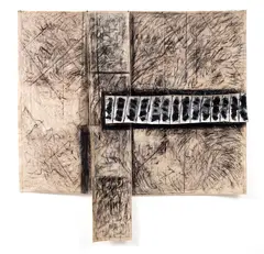 Don Peebles, Drawing – 1975, oil and charcoal on unstretched canvas, three parts