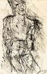 Girl in Shorts by Tony Fomison, ink on paper, sold Sep 2016