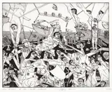 Jeffrey Harris, My Dream of the North Island, etching, 22/50