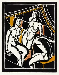 Adele Younghusband, Nudes, linocut