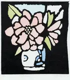 John Robinson, Camellias, woodblock print, 7/11