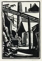 Ida Gertrude Eise, Industrial Scene, woodblock print