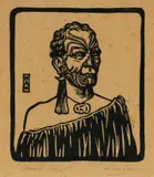 Hilda Alexandra Wiseman, Maori Chief, woodblock print