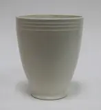 Hand-potted white glazed vase by Ernest Shufflebotham for Crown Lynn, shape No. 8; chips to the foot and to the top rim, sold Sep 2016