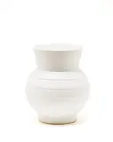 Large hand-potted white glazed ovoid vase by Ernest Shufflebotham for Crown Lynn, with concentric bands; shape No. 24, sold Sep 2016