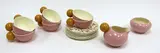 Dorothy Thorpe for Crown Lynn, ‘Santa Barbara’ coffee set, with ball handles comprising eight cups, eight saucers, milk jug and sugar basin