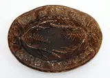 Woodnorth, brown glazed pottery bread plate, some small chips