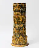 George Boyd Newton Pottery, Majolica glazed umbrella stand, with low relief foliate decoration