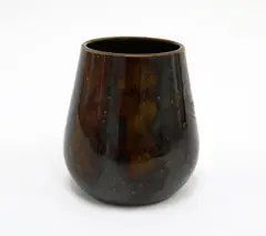 Luke Adams, Pottery vase, with daubed brown glaze