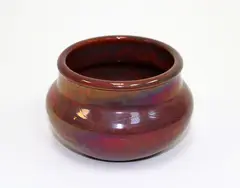Pottery vase by Olive Jones, with iridescent mauve glaze, offered Sep 2016
