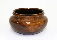 Olive Jones, Pottery vase, with daubed blue/brown glaze