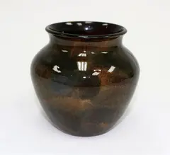 Olive Jones, Iridescent brown, green and blue glazed vase