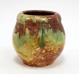 Briar Gardner, Pottery lamp base, with daubed yellow, green and red glaze