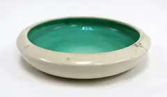 White glazed bowl by O.C Stephens, with green interior, sold Sep 2016