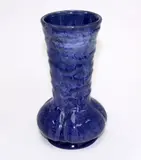 Crown Lynn, blue trickled glazed bottle vase