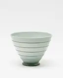 Keith Murray for Wedgwood, Rare Herron grey bowl, shape 3753 with concentric ribbed bands