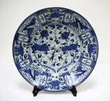 Edo period by A large Japanese Arita blue and white dish, decorated in Kraak style with pomegranate and finger citron branches to the centre surrounded by panels of peonies and a, sold Sep 2016