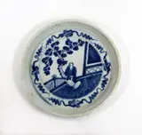 19th century by A Chinese blue and white circular tray, painted to the centre with a scholar at leisure in a pavilion underneath a prunus tree, sold Sep 2016